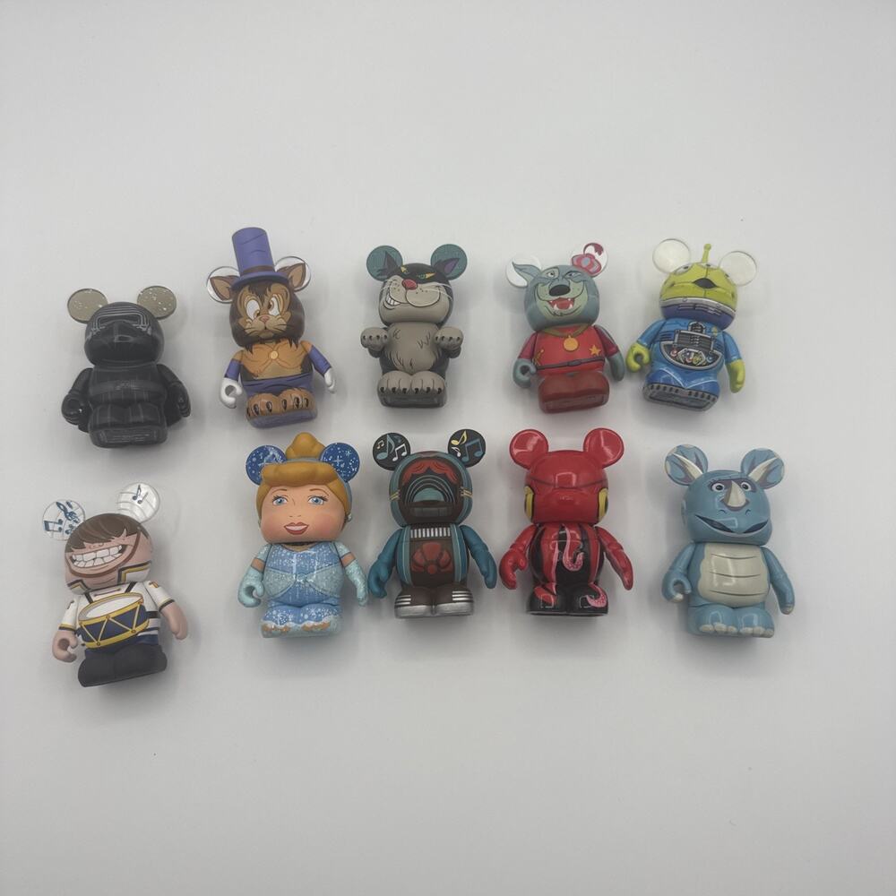 Disney Vinylmation 3" Figure Lot of 10 Cinderella Alien Lucifer Ratigan Bundle